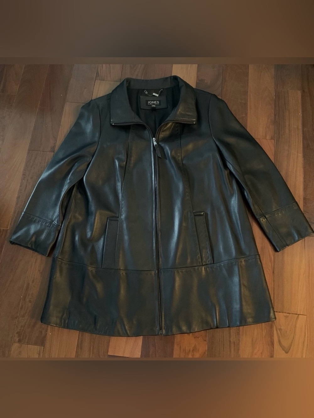 Jones New York Women's Black 100% Genuine Leather Jacket Size L